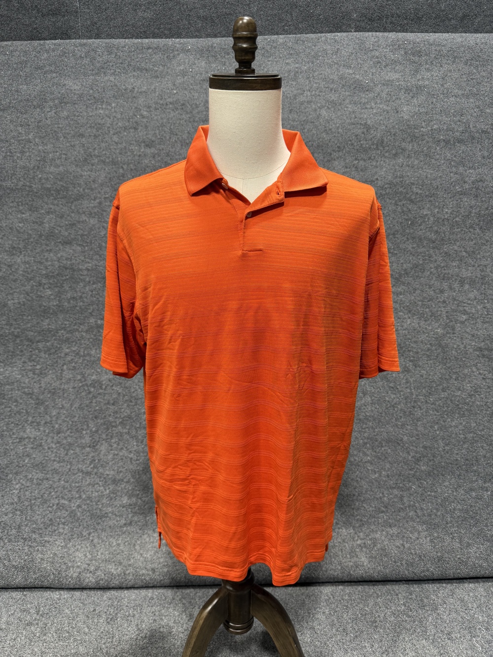 Adidas Climacool Polo Shirt Mens XL Orange Striped Golf Performance Top